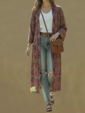 Boho Festival Handmade Belted Kimono Duster Jacket Pure Cotton M-L-XL Hippie